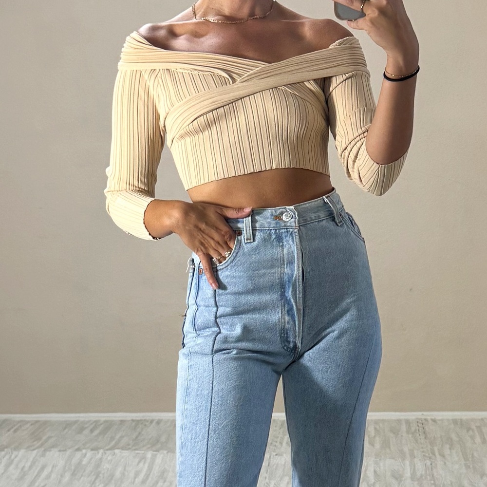 Michael Costello X Revolve Long Sleeve Cropped Top